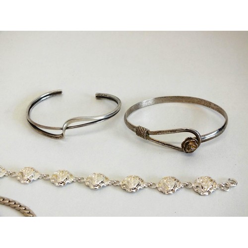 140 - STERLING SILVER BANGLES AND BRACELETS - 98g