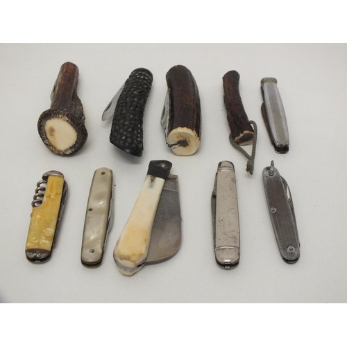 52 - 10 X POCKET KNIVES INCLUDES HORN HANDLED, MOTHER OF PEARL ETC