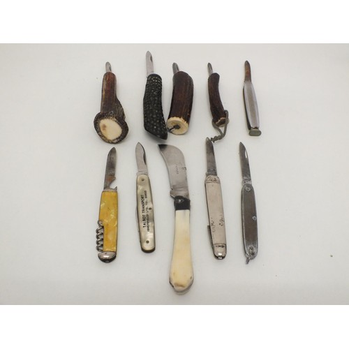 52 - 10 X POCKET KNIVES INCLUDES HORN HANDLED, MOTHER OF PEARL ETC