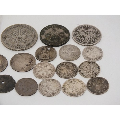 82 - SILVER MEDAL AND VARIOUS SILVER COINS