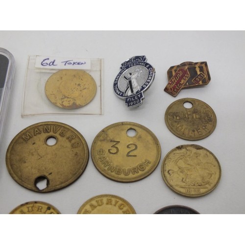 88 - OLD COINS, TOKENS, PIT CHECKS, BADGES ETC