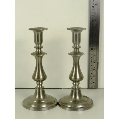 171 - PAIR OF PEWTER CANDLE STICKS