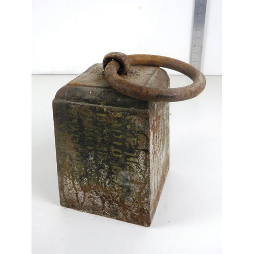 61 - MILITARY CAST IRON 56lb LOOP HANDLE WEIGHT