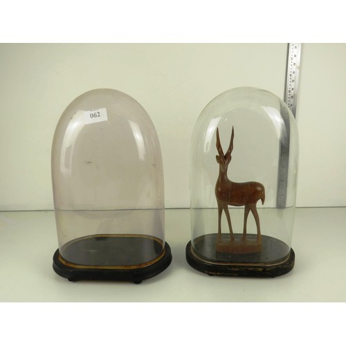 62 - PAIR OF VICTORIAN GLASS DISPLAY DOMES FOR TAXIDERMY etc H39cm x W22cm