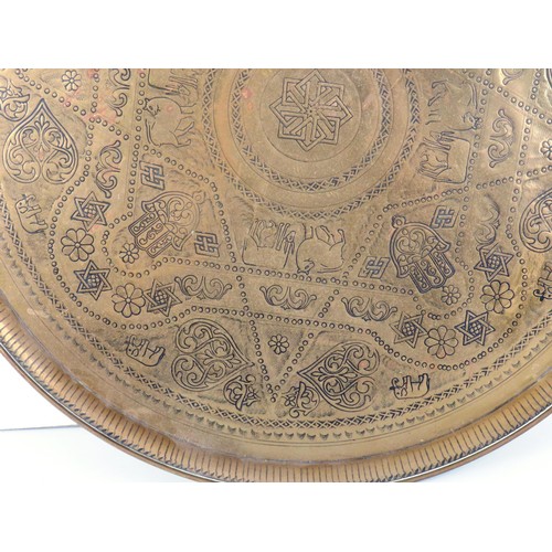 66 - LARGE EASTERN BRASS SERVING TRAY- APPROX SIZE 58cm