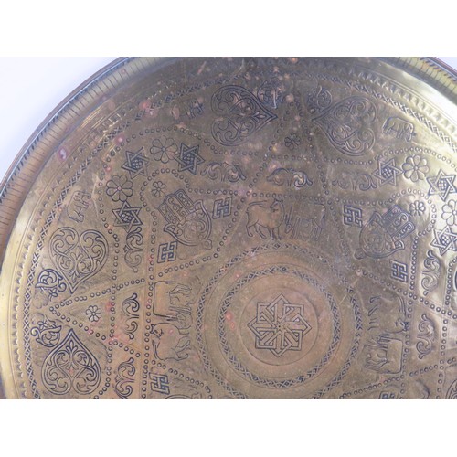 66 - LARGE EASTERN BRASS SERVING TRAY- APPROX SIZE 58cm