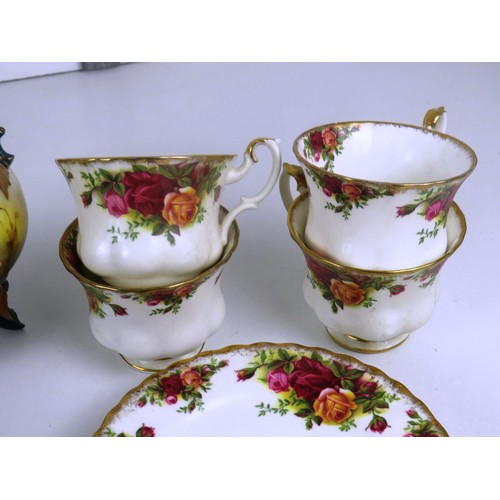 68 - SEELCTION OF CERAMICS INCLUDES ROYAL ALBERT COUNTRY ROSES 17 PIECES- CUPS, SAUCERS, PLATES, ORIENTAL... 