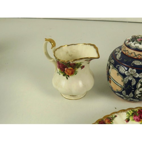 68 - SEELCTION OF CERAMICS INCLUDES ROYAL ALBERT COUNTRY ROSES 17 PIECES- CUPS, SAUCERS, PLATES, ORIENTAL... 