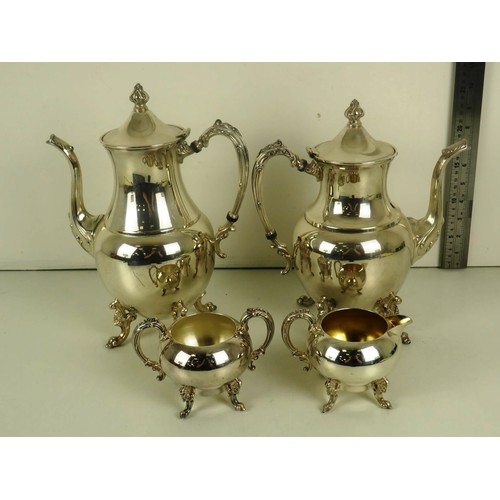 73 - SHERIDAN SILVERWARE FOUR PIECE SET COMPRISING TEAPOT, COFFEE POT, MILK JUG AND SUGAR BOWL