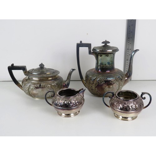 74 - SILVER PLATED FOUR PIECE SET COMPRISING OF TEAPOT, COFFEE POT, MILK JUG AND SUGAR BOWL