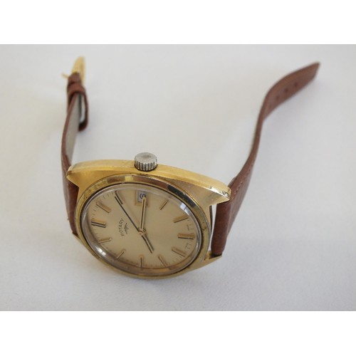 217 - 3 x WATCHES WITH BROWN LEATHER STRAPS- SEKONDA, MAWIDE ;UXE AND ROTARY