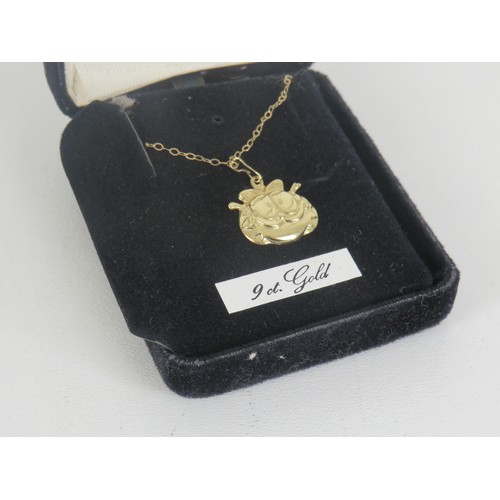 201 - 9ct GOLD GARFIELD PENDANT ON 9CT GOLD CHAIN