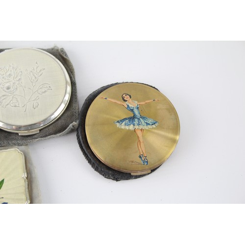 411 - 5 x Assorted Vintage STRATTON COMPACTS Inc Ballerina, Bluebells, 1950s etc