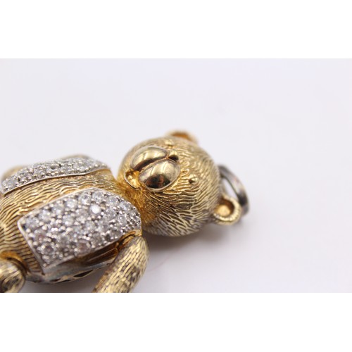 414 - .925 Large Articulated Teddy Pendant Set With Cz (36g)