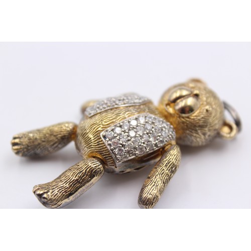 414 - .925 Large Articulated Teddy Pendant Set With Cz (36g)