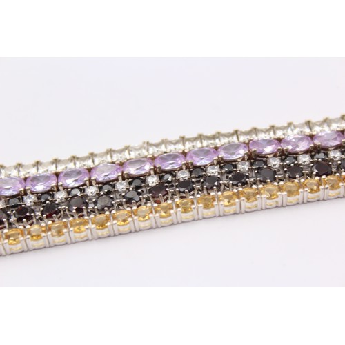 422 - 5 X .925 Tennis Bracelets Including Gemstone Set (70g)