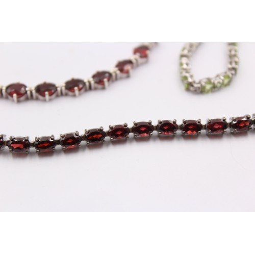 434 - 3 X .925 Gemstone Set Jewellery Including Tennis Bracelet (45g)