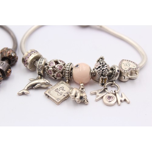 438 - 2 X .925 Pandora Bracelets With Assorted Charms (90g)