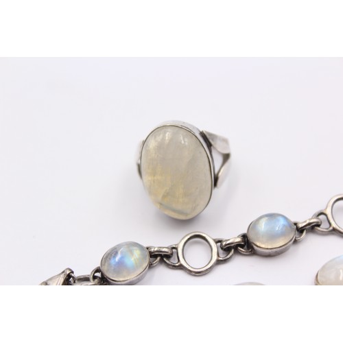 446 - 5 X .925 Moonstone Set Jewellery (60g)