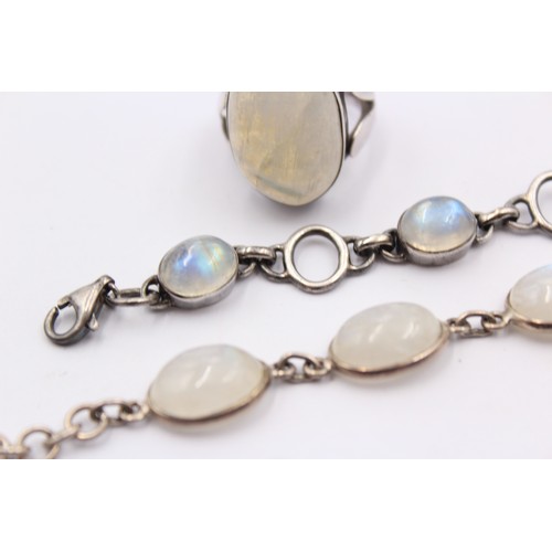 446 - 5 X .925 Moonstone Set Jewellery (60g)