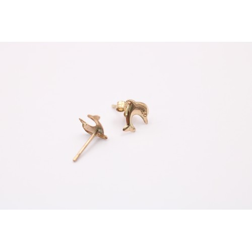 445 - 9ct Gold Dolphin Fine Stud Earrings (0.2g)