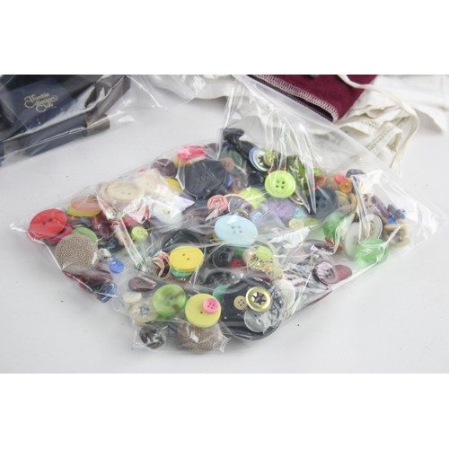 456 - Job Lot of Assorted HABERDASHERY Inc Fabric, Buttons, Thimbles Etc