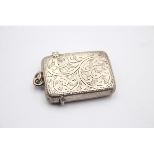 463 - Antique Edwardian 1910 Birmingham STERLING SILVER Vesta / Match Case (14g)