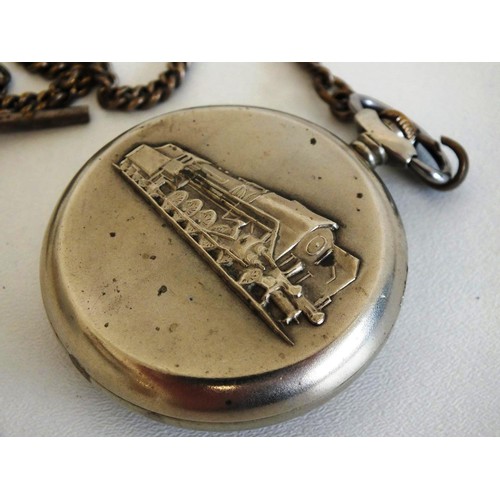 282 - MOLINJA TRAIN POCKETWATCH WITH CHAIN