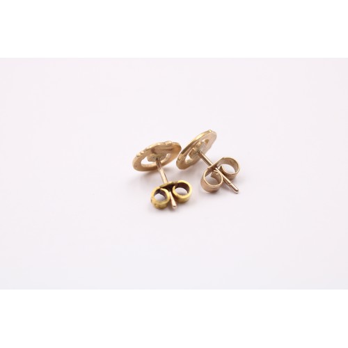 493 - 9ct Gold Claddagh Fine Stud Earrings (1.1g)