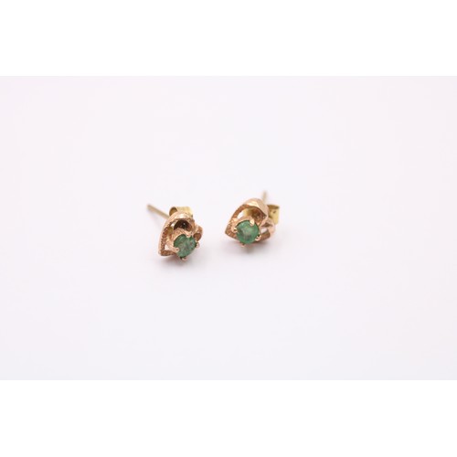 497 - 3 X 9ct Gold Paired Gemstone Stud Earrings Inc. Emerald, Sapphire, Ruby & Diamond