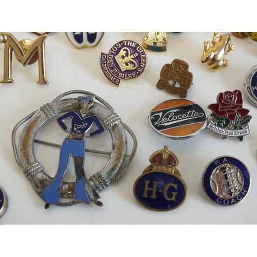 247 - 19 ASSORTED BADGES INCLUDES AUTOMOBILIA MG, ENAMEL, VELOCETTE, GIRL GUIDES, MOTHERS UNION ETC