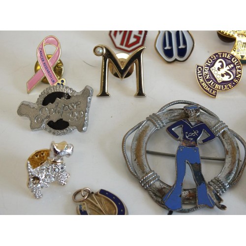 247 - 19 ASSORTED BADGES INCLUDES AUTOMOBILIA MG, ENAMEL, VELOCETTE, GIRL GUIDES, MOTHERS UNION ETC