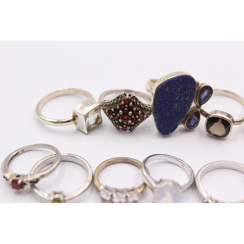 514 - 12 X .925 Gemstone Set Rings Including Tggc (44g)