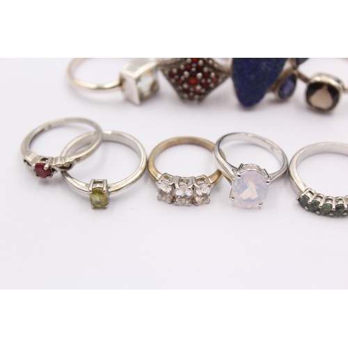 514 - 12 X .925 Gemstone Set Rings Including Tggc (44g)