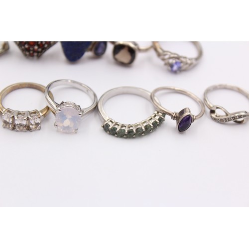 514 - 12 X .925 Gemstone Set Rings Including Tggc (44g)