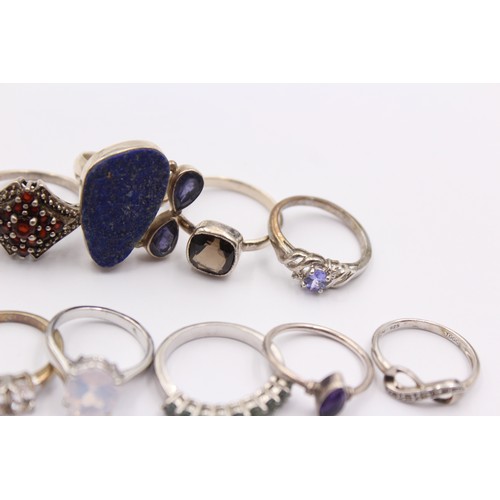 514 - 12 X .925 Gemstone Set Rings Including Tggc (44g)