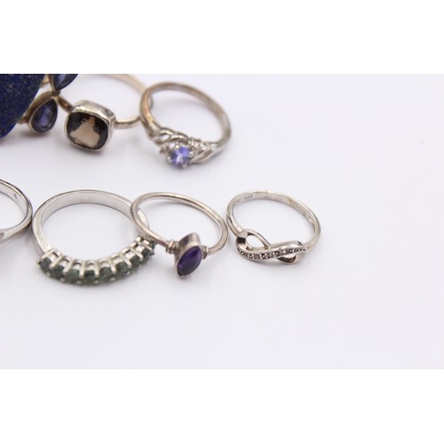 514 - 12 X .925 Gemstone Set Rings Including Tggc (44g)