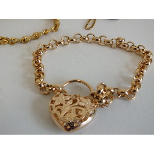 255 - 10 GOLDTONE BRACELETS & NECKLACES INCLUDES SOS TALISMAN NECKLACE, BELCHER LINK HEART PADLOCK BRACELE... 