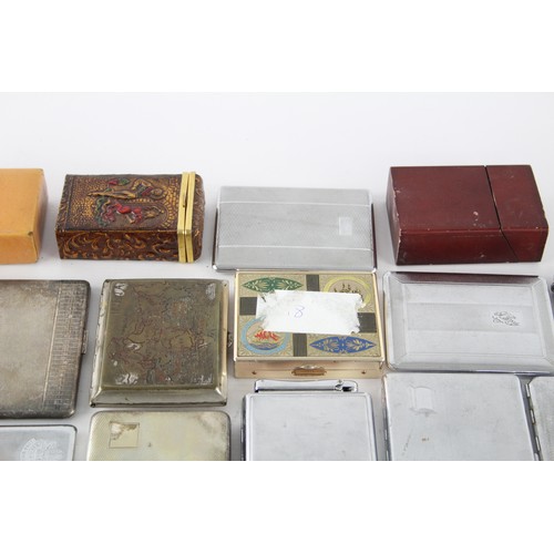 532 - 25 x Assorted Vintage TOBACCIANA Cigarette Cases Inc Silver Plate, Leather etc