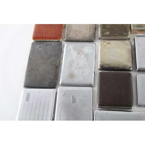 532 - 25 x Assorted Vintage TOBACCIANA Cigarette Cases Inc Silver Plate, Leather etc