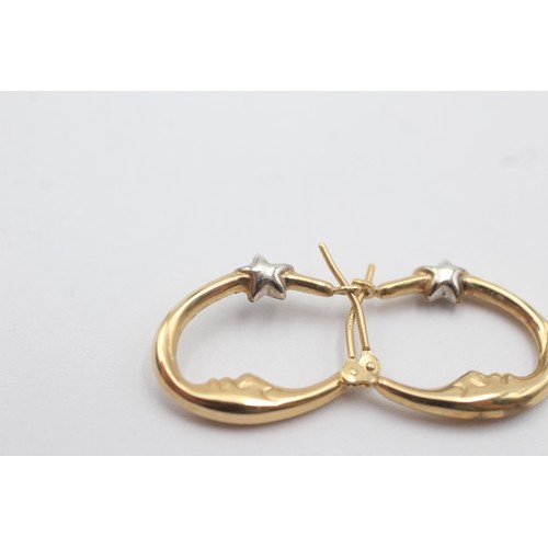 549 - 9ct Gold Moon And Star Hoop Earrings (0.7g)