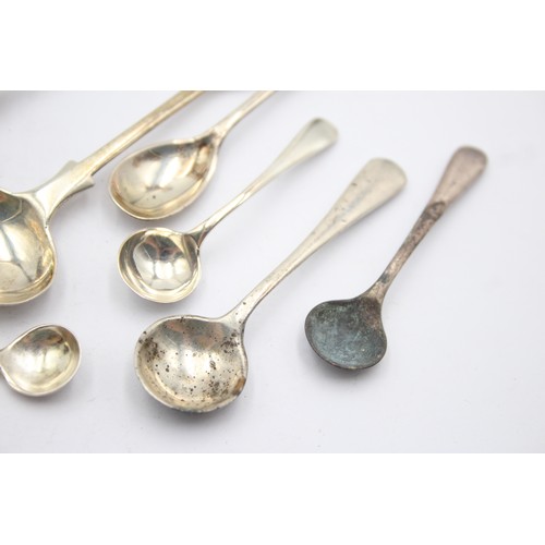 555 - 8 x Antique / Vintage Hallmarked .925 STERLING SILVER Condiment Spoons (48g)