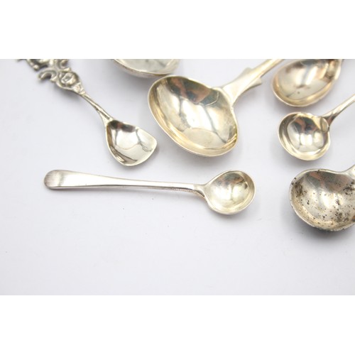 555 - 8 x Antique / Vintage Hallmarked .925 STERLING SILVER Condiment Spoons (48g)