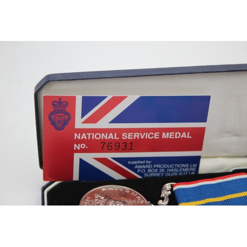 570 - 2 x Boxed Medals Inc National Service & ER.II Imperial Service Named Osmond Conn