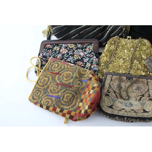 588 - 15 x Assorted Vintage HANDBAGS Inc Clutch, Beaded, 60s etc