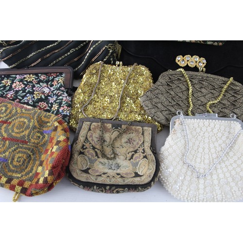 588 - 15 x Assorted Vintage HANDBAGS Inc Clutch, Beaded, 60s etc