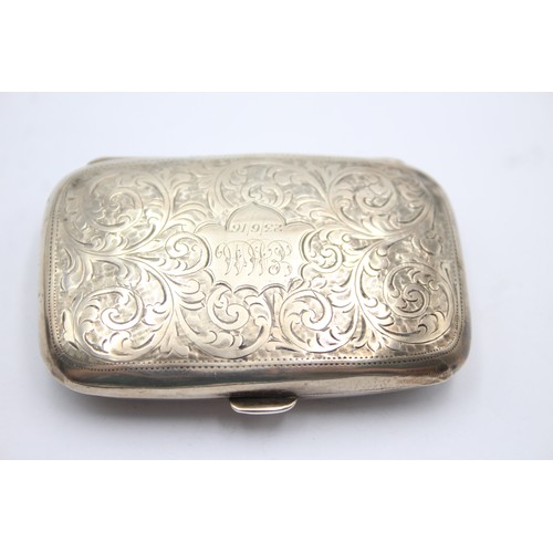 603 - Antique Hallmarked 1915 Birmingham STERLING SILVER Cigarette Case 38g