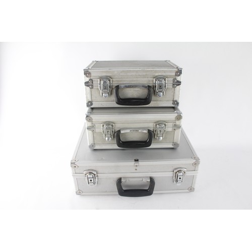 620 - 3 x Heavy Duty Metal FLIGHT CASES For Camera Storage & Transport