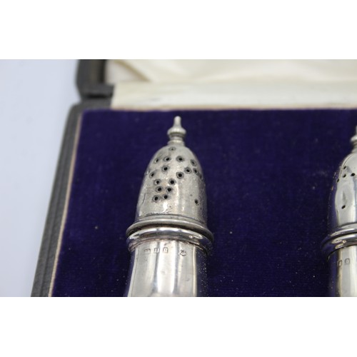 631 - 2 x Vintage Hallmarked 1931 London STERLING SILVER Salt & Pepper Cellars 36g