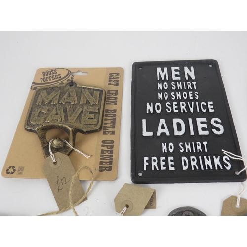 168 - VARIOUS CAST IRON SIGNS BOTTLE OPENER